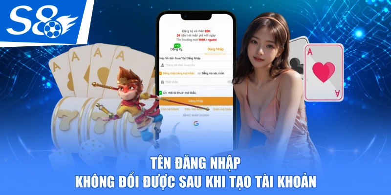 Tên đăng nhập không đổi được sau khi tạo tài khoản